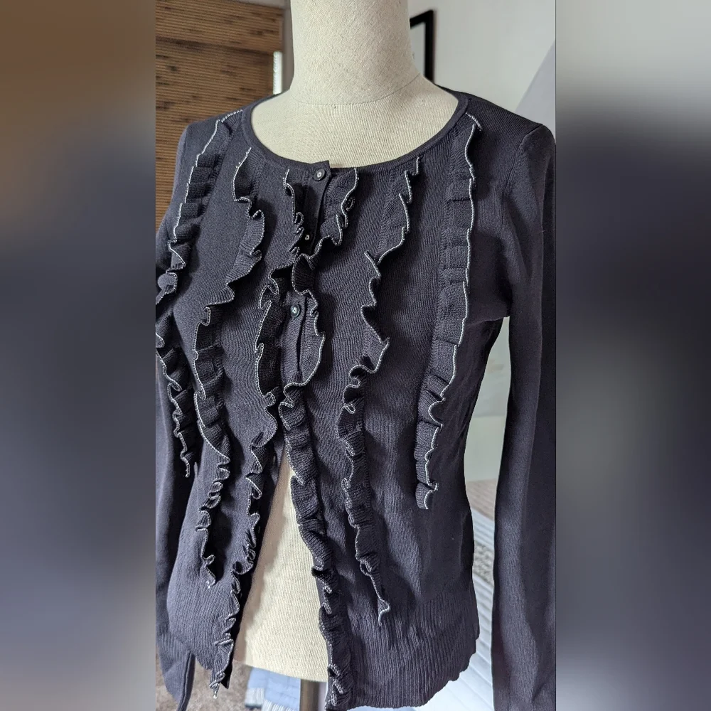 Black Ruffled Cardigan - Picture 6 of 6